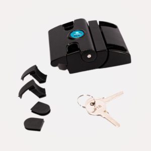 CERRADURA UNIVERSAL COMPACTA DE ALUMINIO NEGRA CON LLAVE ÚNICA